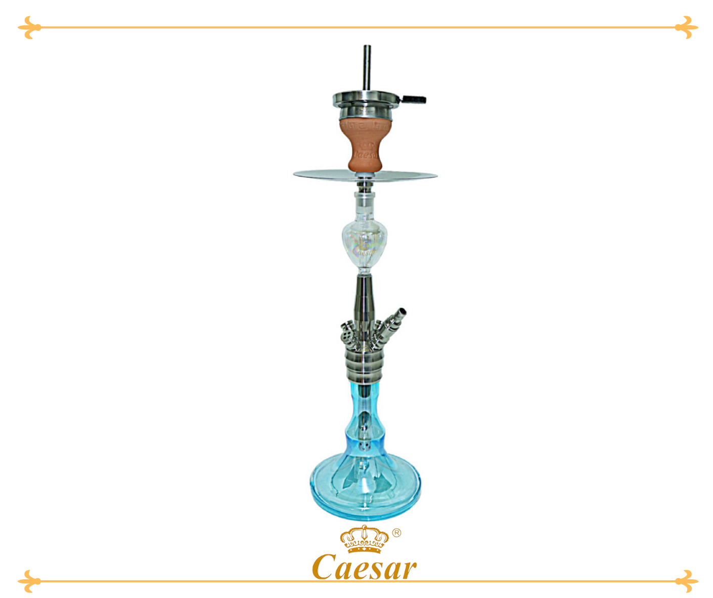 Q&D Tornado - Stainless Steel - Light Blue - Shisha vandpibe - Caesar Shisha